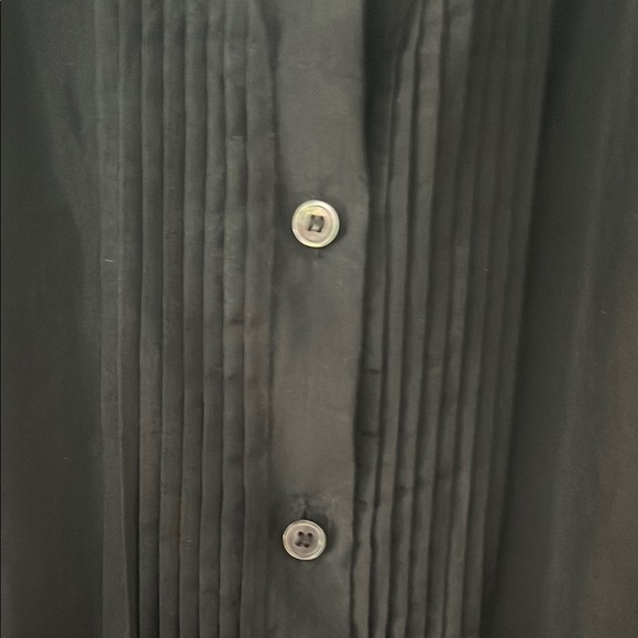 Philippe Adec Classic Black Silk Button-Down Blouse - Picture 3 of 4